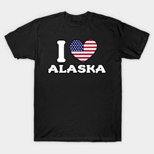 I Love Alaska State United States Heart Flag T-Shirt